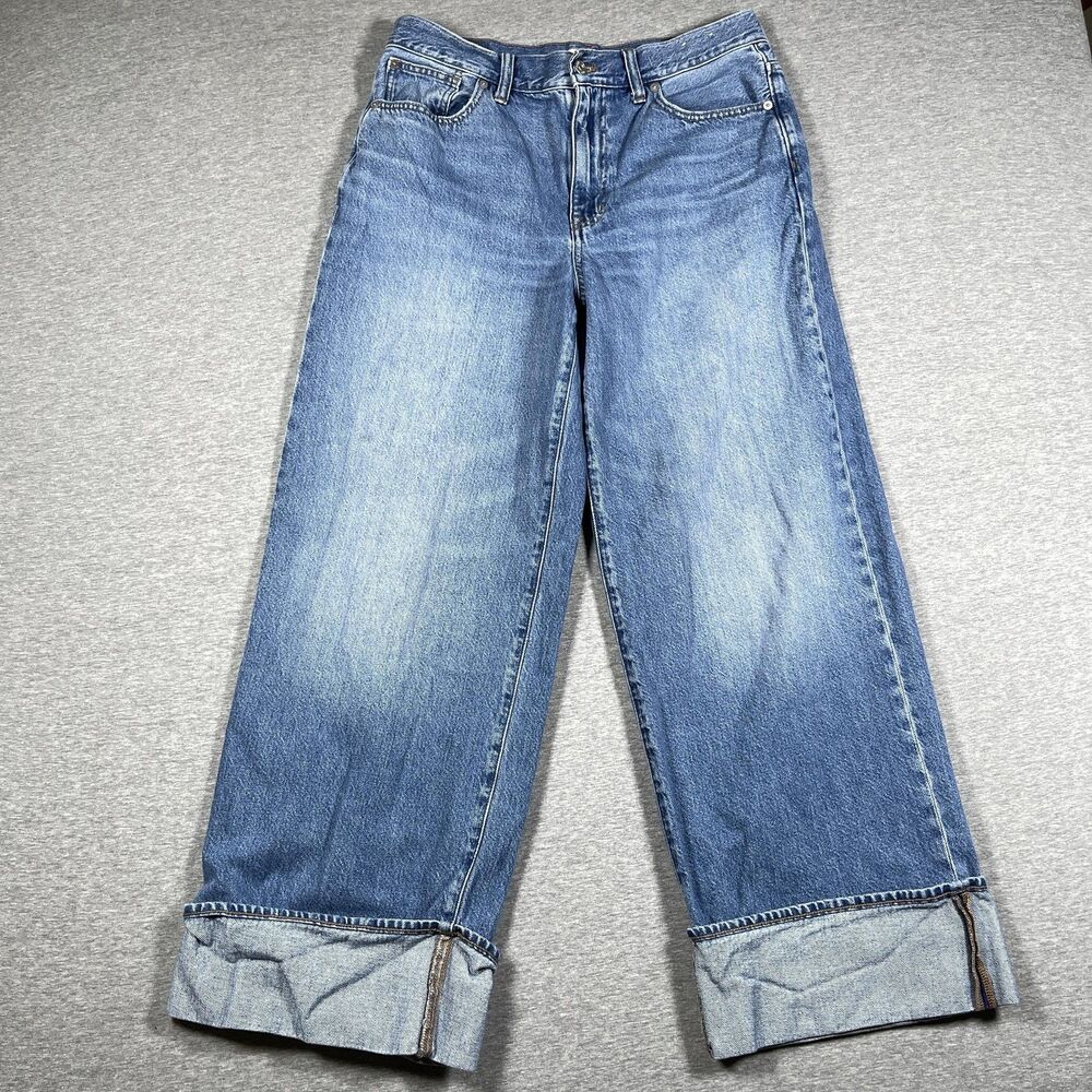 Madewell Jeans Womens 30 Blue Superwide Wide-Leg High Rise Relaxed Medium Wash